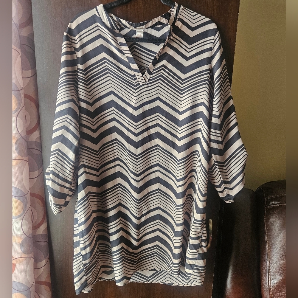 No Boundaries Black and Cream Chevron Tunic